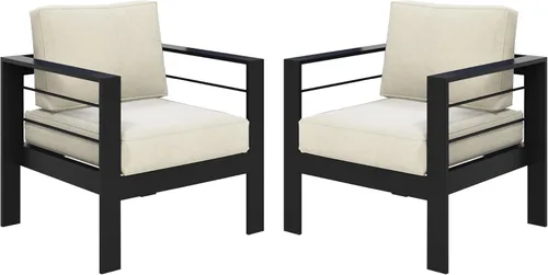 Miniatura 28 de Solaste Aluminum Patio Sofa with Coffee Table,3 PCS Patio Furniture Set with Cushions, All-Weather Outdoor Sofa for Balcony, Deck, Backyard, Porch