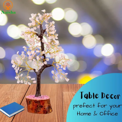 Miniatura 6 de NAISHA Árbol de la vida de cuarzo rosa, árbol de chakras para energía positiva, figura de Feng Shui, piedra preciosa hecha a mano, bonsái de árbol