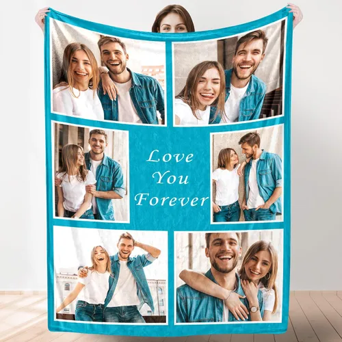 Miniatura 18 de Artsadd Manta personalizada con collage de texto fotográfico, manta de fotos personalizada para hombres, mujeres, él o ella, manta personalizada