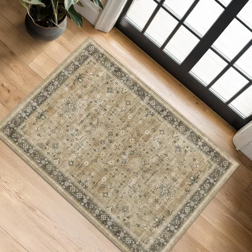 Miniatura 210 de Alfombra Boho Negra para Sala de Estar - Alfombra de Área Lavable de 10x14 Pies, Alfombras de Comedor para Debajo de la Mesa, Alfombra Suave de Pelo