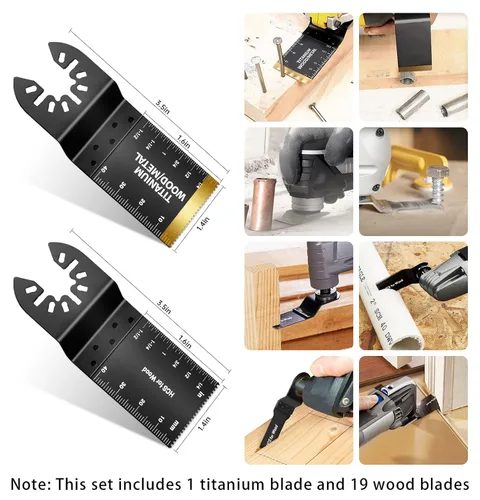 Miniatura 7 de 20 Cuchillas para Herramienta Oscilante, Cuchillas de Sierra Oscilante de Titanio Universales Profesionales, Juego de Cuchillas Multiherramienta