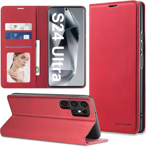Miniatura 36 de Funda de piel con tapa para Samsung Galaxy Z Flip 3, con protección de bisagra, delgada y magnética tipo cartera [1 tarjetero], funda protectora a