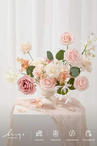 Miniatura 2 de Ling's Moment - Juego de cajas de flores de lujo para matrimonio con diseño en azul y blanco natural, para manualidades, matrimonios, ramos