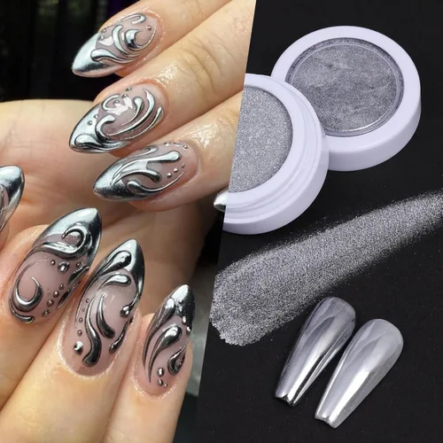 Miniatura 7 de Juego de polvos de uñas cromados metálicos, 6 colores, espejo de cobre mágico, polvo cromado para uñas, purpurina holográfica, dorado, plateado