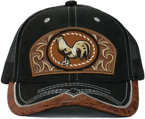 Miniatura 2 de Gorra de béisbol de malla bordada con diseño de gallo, mexicano, gorra de béisbol curvada