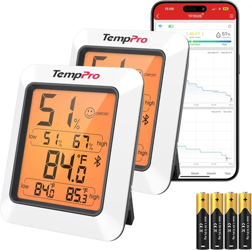 Miniatura 10 de TempPro Termómetro higrómetro para casa, termómetro de invernadero interior Bluetooth para habitación de hasta 260 pies, medidor de humedad