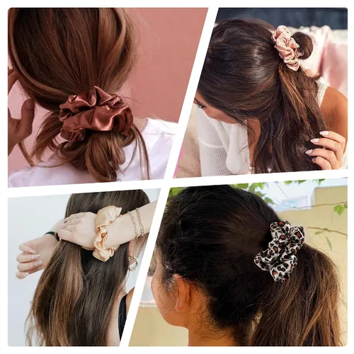 Miniatura 7 de 16 coleteros para mujer – Lazos y bandas de satén para el cabello, soportes grandes para cola de caballo para cabello grueso y rizado, lindas colas