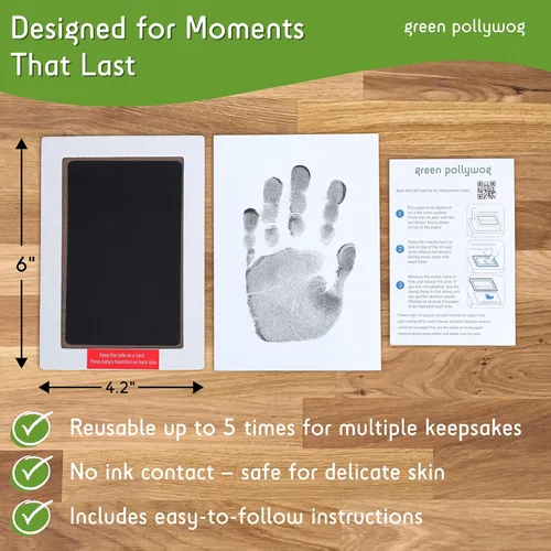 Miniatura 4 de Green Pollywog Clean Touch - Almohadilla sin tinta No tóxico, extra grande Kit de huellas y huellas de manos para bebés Tinta segura para Kit