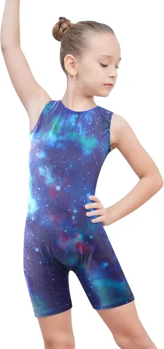 Miniatura 2 de EQSJIU Leotardos de gimnasia para niñas y niños mosaico sirena mariposa estrellas leopardo galaxia teñido anudado cosmos leopardo