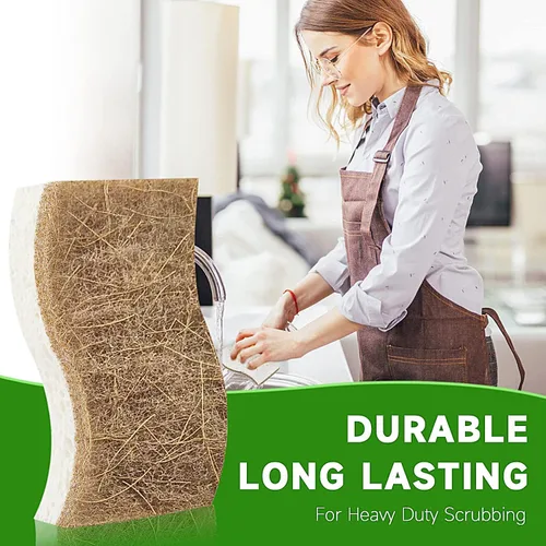 Miniatura 6 de Paquete de 10 esponjas naturales biodegradables para cocina, esponja compostable de celulosa y nuez de coco, esponjas ecológicas de secado rápido