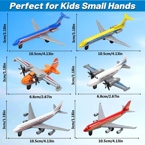 Miniatura 5 de Paquete de 6 Aviones de Juguete, Juguete de Avión de Metal Fundido para Niños de 3, 4-7, 8-12 Años, Modelo de Aviones de Aleación/Aviones