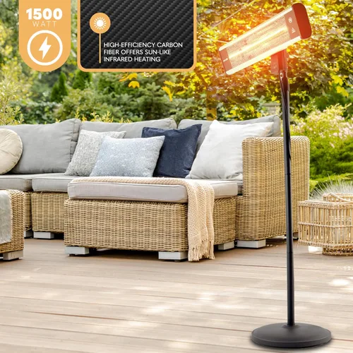 Miniatura 5 de SereneLife - Calentador de patio por infrarrojos, calentador eléctrico de patio para uso en interiores y exteriores, calentador de pie portátil