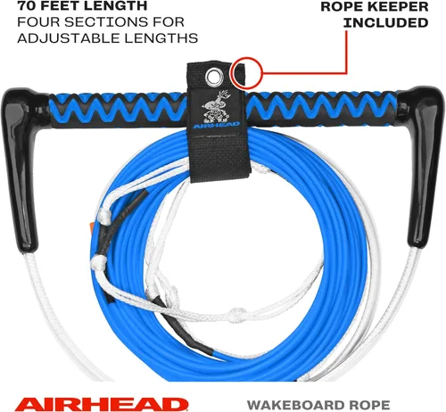Miniatura 2 de Airhead Dyneema Wakeboard Rope and Handle, No Stretch Tow Rope with EVA Grip, Multi Section Water Ski Wakeboarding Line for Boat Towables, 1,700 lb