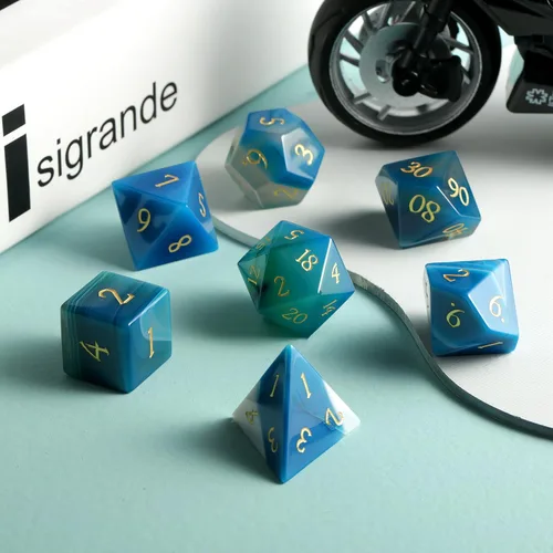 Miniatura 3 de Juego de dados Aagte D&D DNDND Un juego completo de dados de piedra DND con estuche de regalo magnífico para juego de mesa Dungeons and Dragons