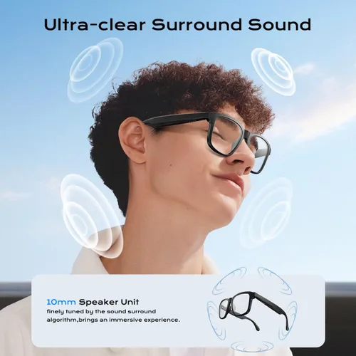 Miniatura 5 de Lentes inteligentes para mujeres y hombres, gafas Bluetooth con lentes fotocrómicas, micrófono y altavoces integrados, lente de luz anti-azul