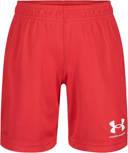 Under Armour Pantalón corto de fútbol de rendimiento para niños, cintura elástica y detalle de logotipo