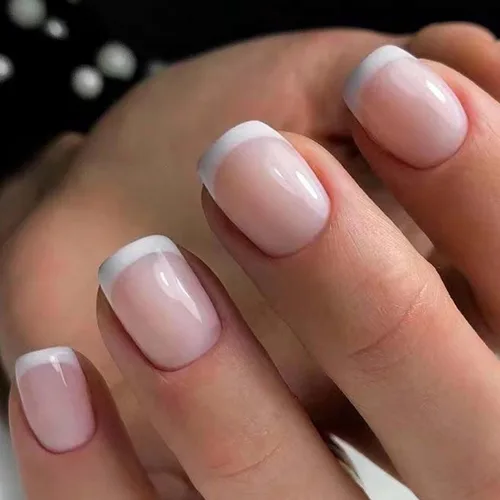 Miniatura 13 de Hkanlre - Uñas postizas cortas a presión con forma de almendra, uñas falsas de acrílico blancas brillantes, uñas postizas de cobertura completa