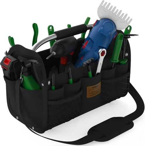 Bolsa de herramientas de 16 pulgadas, bolsa de mano con parte superior abierta y correa, bolsa de herramientas impermeable para electricista,