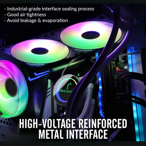 Miniatura 4 de greenDracaena.io 360mm AIO Enfriador de CPU, Radiador de 360mm, Tecnología a Prueba de Fugas, Bomba de Alto Flujo, Sistema de Refrigeración Líquida