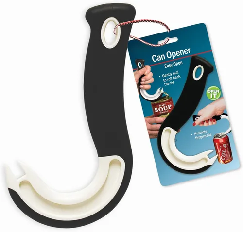 Jokari Abrelatas de anillo para latas de soda y alimentos, ayuda para artritis con agarre antideslizante para personas mayores, niños y protección