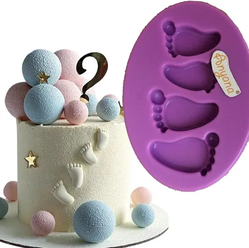 Moldes para hornear con huella de bebé, moldes de silicona para fondant, herramientas de decoración de pasteles de baby shower, pasta de goma,