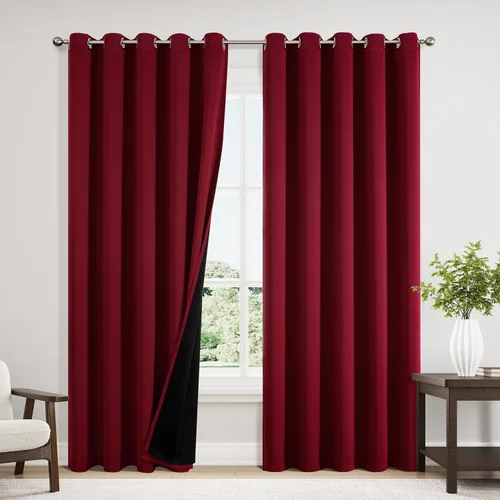 Miniatura 39 de ChrisDowa - Cortinas 100% opacas, para dormitorio, con forro negro, 2 capas gruesas, aislamiento térmico y ojales, 63 pulgadas de largo, juego de 2