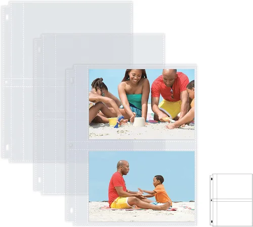 Better Office Products Hojas de repuesto para álbumes, 5 x 7 pulgadas, pesadas, de 3 anillos transparentes con 3 anillas, 100 fotos en total, cada