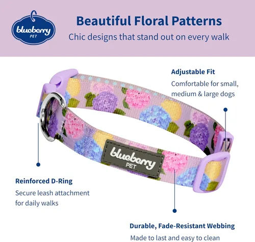 Miniatura 2 de Blueberry Pet Collar de perro de teñido anudado lila, tamaño pequeño ajustable, cuello de 12 a 16 pulgadas, collar impreso para mascotas para perros