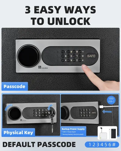 Miniatura 4 de DAYI Caja fuerte para hotel, 1.4 pies cúbicos para laptop, clóset, con teclado digital, para documentos de oficina en casa y dinero, sistema