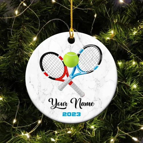 Miniatura 16 de Adorno plano acrílico personalizado para niña, jugador de tenis, regalo para amantes del tenis, jugador de tenis, adorno de Navidad para árbol