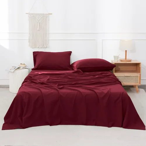 Simple&Opulence - Juego de sábanas de lino belga, color sólido - 3 piezas (1 sábana encimera, 1 sábana bajera y 1 funda de almohada), mezcla de lino