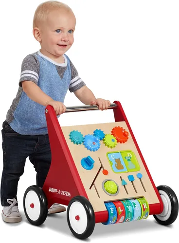 Radio Flyer Clásico Push & Play, Andador para Niños Pequeños con Juego Activo, Edades 1-4, Juguete Andador Rojo