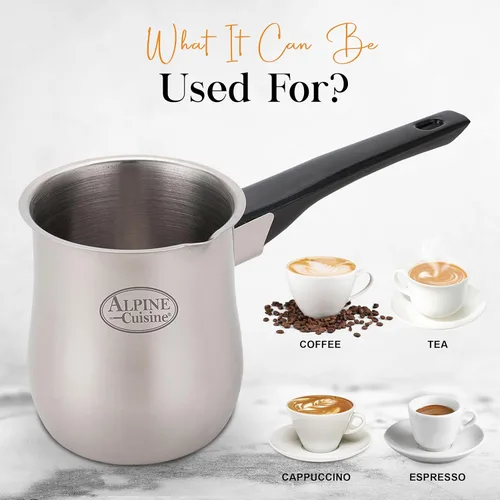 Miniatura 5 de Alpine Cuisine Calentador de café turco de 30 onzas, calentador de mantequilla, mini calentador de café griego de acero inoxidable, olla de leche