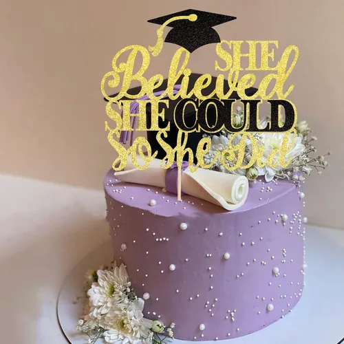Miniatura 4 de 1 pieza de decoración para tartas con tapa de graduación con purpurina para la clase de 2026, decoración de pastel de graduación para graduación