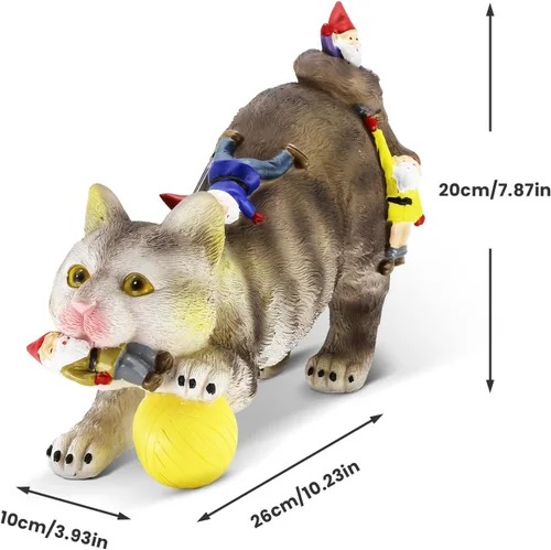 Miniatura 3 de Lovinland Estatuas solares de jardín – Decoración al aire libre – Gnomos solares de jardín y estatuas de gato – Divertida figura de gnomo de gato