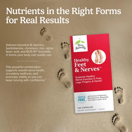 Miniatura 3 de Terry Naturally Healthy Feet & Nerves - Suplemento herbal con vitamina B12 bioactiva - Suplemento de apoyo a la circulación y salud de los nervios