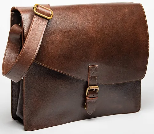 HIDES Bolso bandolera de cuero de grano completo para computadora portátil, bandolera de viaje