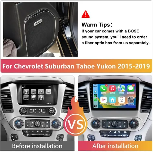 Miniatura 2 de Radio estéreo Android 15 para automóvil de 8 núcleos 4GB+64GB para Chevrolet Suburban Tahoe Yukon 2015-2019 con pantalla táctil de 10.1 pulgadas