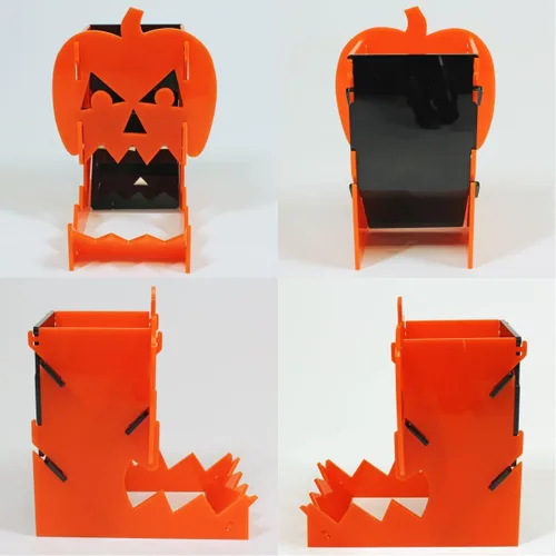 Miniatura 4 de LITKO Torre de dados con temática de terror Rodillo de dados Vaso de dados Bota de dados TTRPG Juegos de mesa (Jack-O-Lantern) Contains