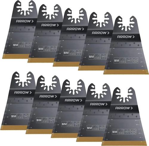 Miniatura 5 de Arrow OSC204-3 - Hojas de sierra oscilantes con revestimiento de titanio para carpintería, paneles de yeso, PVC y metal, universal, se adapta a