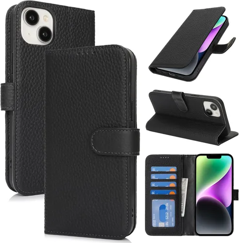 Miniatura 170 de Zouzt Funda para iPhone 11 de 6.1 pulgadas de piel auténtica con 4 ranuras para tarjetas, tarjetero con bloqueo RFID, tapa magnética, función atril