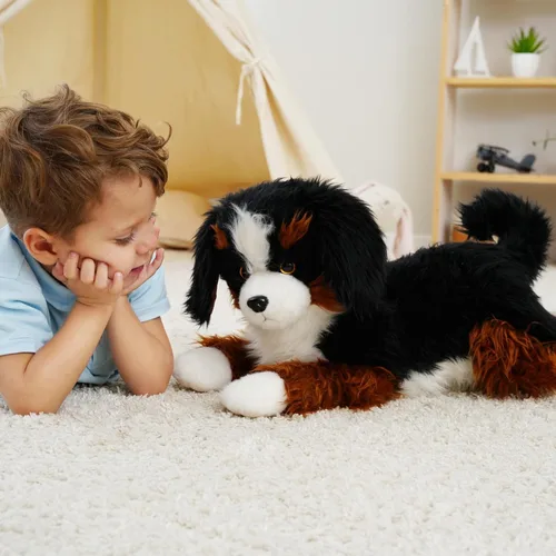 Miniatura 6 de Animal de peluche con peso, cachorro de peluche suave, perro de montaña de Berna, regalo de juguete para niños y adultos, 4.5 libras, 25 pulgadas