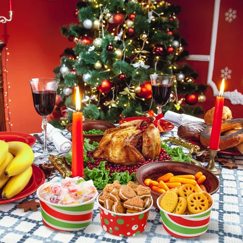 Miniatura 4 de Hotop Paquete de 72 unidades de tazas de aperitivos de Navidad de 16 onzas, tazas desechables para helado, tazas de papel para yogur, tazas