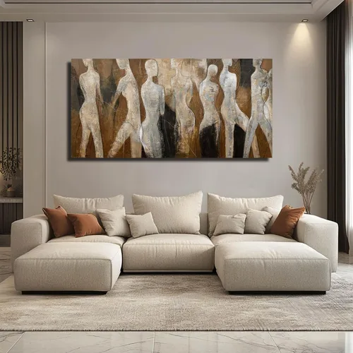 Miniatura 13 de CHUDANHAO Pósteres de Arte Grises Imágenes de Decoración de Pared de Árbol Grande para Oficina Arte de Pared Dorado y Blanco Pintura Botánica