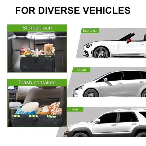 Miniatura 7 de Basurero para automóvil de 3.5 galones, bolsa de basura ultra grande para colgar, organizador de capacidad y almacenamiento con correas ajustables