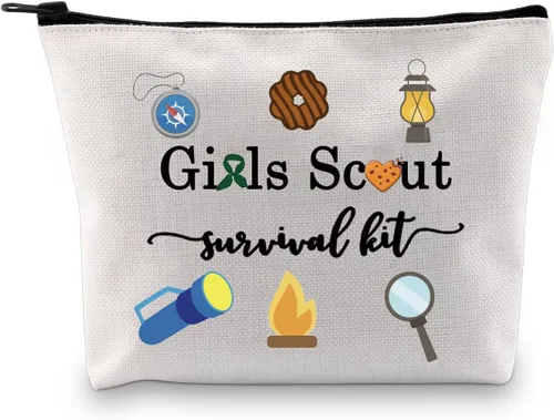GJTIM Kit de regalo Scout Leader - Accesorios divertidos de supervivencia con cremallera, Beige, Bolsa de cosméticos de lona con cremallera