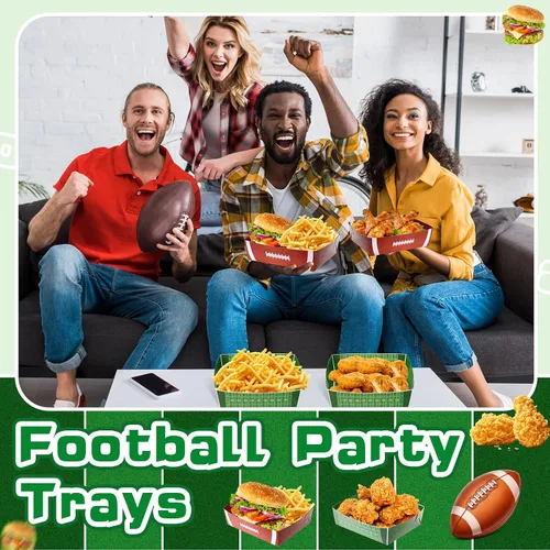 Miniatura 7 de Umigy Paquete de 100 platos de fútbol a granel, bandejas de comida a granel, botes de fútbol, nachos, regalos de fiesta, bandejas de 5 libras