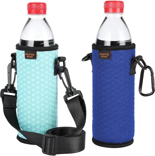 Miniatura 11 de Fundas aislantes portátiles de plástico de 16.9 onzas, fundas aislantes de 16, 17, 18 onzas, soporte para botellas/latas con correa para el hombro