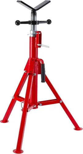 PioneerWorks Soporte de tubo con cabeza en V, altura ajustable de 28-52 pulgadas, capacidad de carga de 2500 libras, capacidad de 1/8"-12", cuerpo