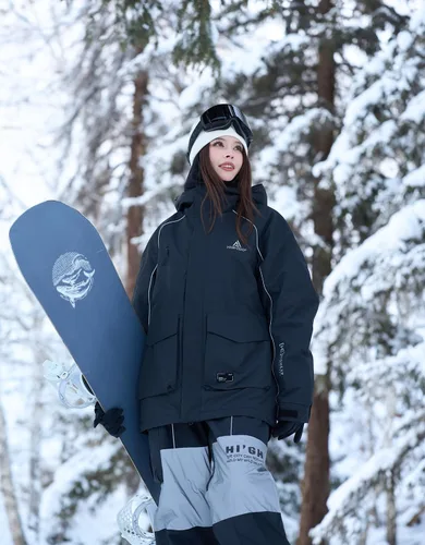 Miniatura 2 de Chaqueta de esquí para snowboard, nieve, invierno, impermeable, aislada, resistente al viento, holgada, cálida con capucha para hombres y mujeres